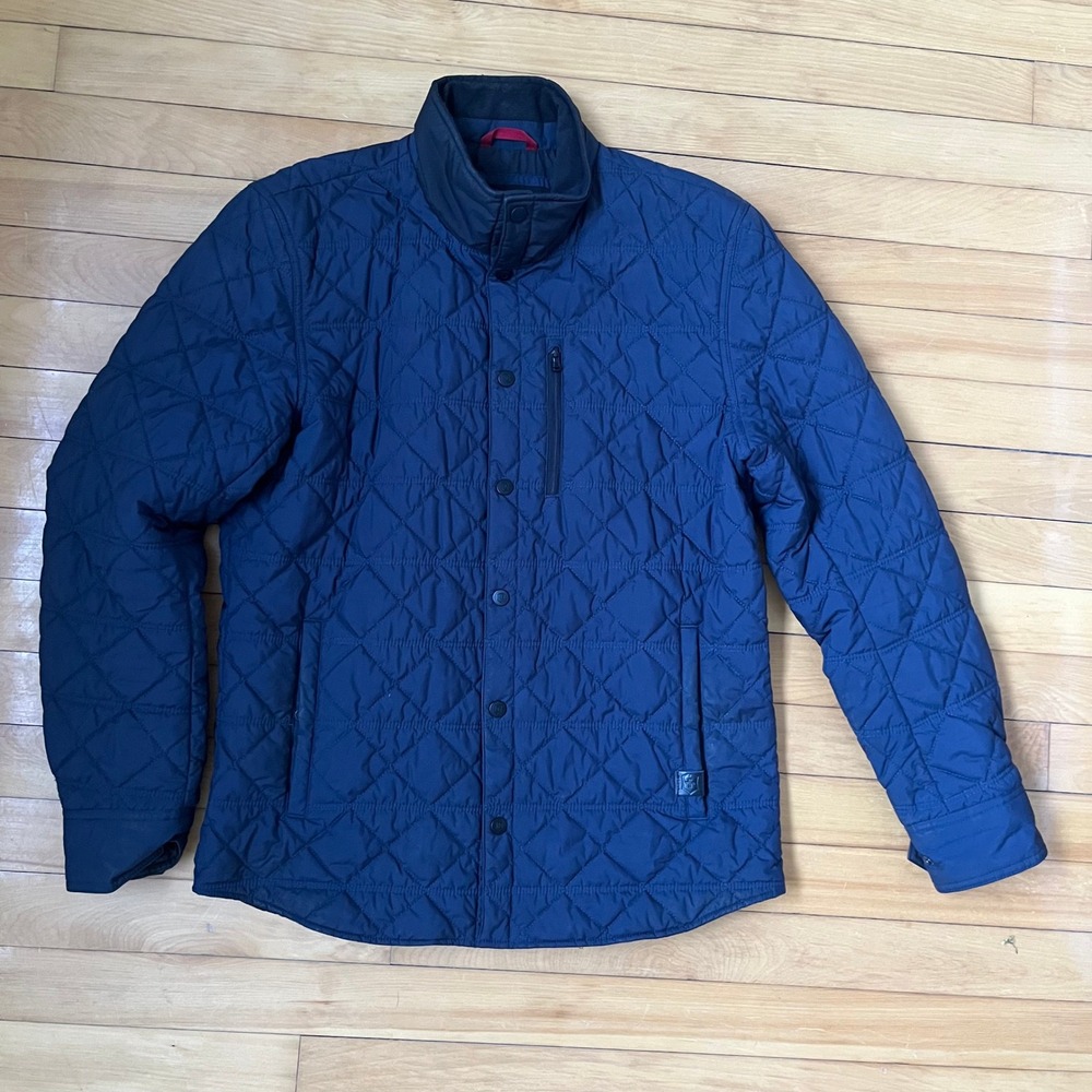 Victorinox Swiss Army Mens Navy Blue Diamond Quilted Snap Front Jacket Size M